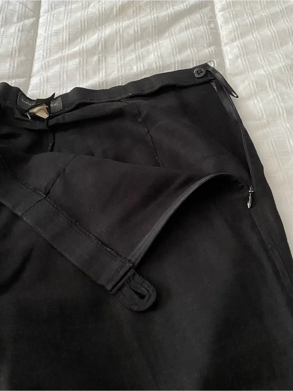 Banana Republic Dress Pants Womens 8 Black Linen Blend Wide Leg Trouser Elegant